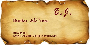 Benke János névjegykártya